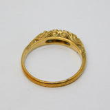 9ct Yellow Gold Three-Stone Ruby Set Dress Ring Vintage c1980 Birmingham