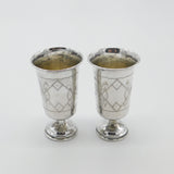 Pair Of Russian .875 Silver Vodka Cups Goblets Antique Victorian c1900 Kokoshnik