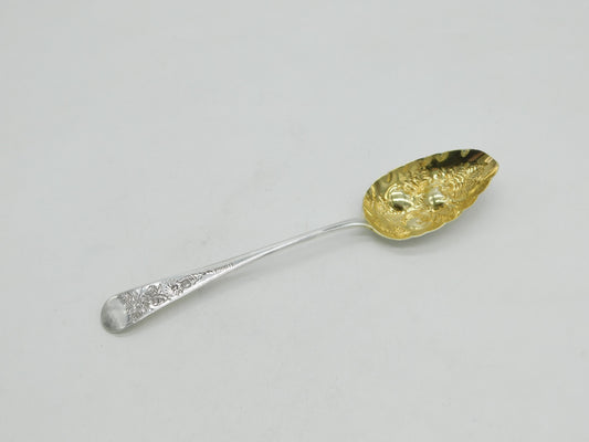 George III Sterling Silver Berry Pattern Serving Spoon Antique 1805 London