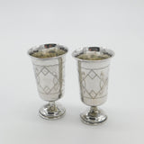 Pair Of Russian .875 Silver Vodka Cups Goblets Antique Victorian c1900 Kokoshnik