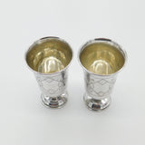 Pair Of Russian .875 Silver Vodka Cups Goblets Antique Victorian c1900 Kokoshnik