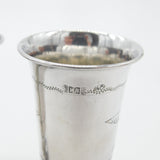 Pair Of Russian .875 Silver Vodka Cups Goblets Antique Victorian c1900 Kokoshnik