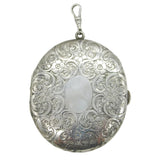 Huge Sterling Silver Floral Decorated Double Portrait Locket Antique c1930s