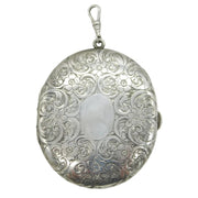 Huge Sterling Silver Floral Decorated Double Portrait Locket Antique c1930s
