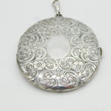 Huge Sterling Silver Floral Decorated Double Portrait Locket Antique c1930s