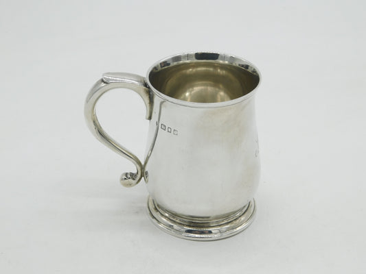 Sterling Silver Christening Mug Tankard Antique 1928 London Art Deco