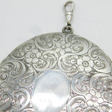 Huge Sterling Silver Floral Decorated Double Portrait Locket Antique c1930s