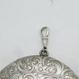 Huge Sterling Silver Floral Decorated Double Portrait Locket Antique c1930s