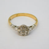Victorian 18ct Yellow Gold Old-Cut Diamond Set Starburst Ring Antique c1890