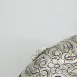 Huge Sterling Silver Floral Decorated Double Portrait Locket Antique c1930s