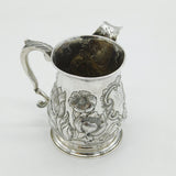 George II Sterling Silver Floral Embossed Cream Jug Antique 1757 London
