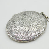 Huge Sterling Silver Floral Decorated Double Portrait Locket Antique c1930s