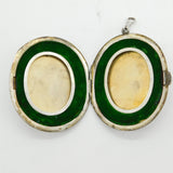 Huge Sterling Silver Floral Decorated Double Portrait Locket Antique c1930s