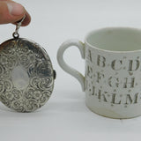 Huge Sterling Silver Floral Decorated Double Portrait Locket Antique c1930s
