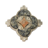 19th Century Scottish Sterling Silver, Granite & Carnelian Agate Brooch Antique