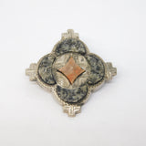 19th Century Scottish Sterling Silver, Granite & Carnelian Agate Brooch Antique