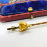 9ct Yellow Gold Fox Mask Hunting Stock Pin or Brooch Antique 1948 Birmingham