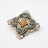 19th Century Scottish Sterling Silver, Granite & Carnelian Agate Brooch Antique