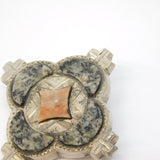 19th Century Scottish Sterling Silver, Granite & Carnelian Agate Brooch Antique
