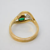 9ct Yellow Gold, 0.5ct Baguette Cut Emerald Modernist Dress Ring Vintage 1979