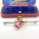 Victorian Sterling Silver Gilt & Tourmaline Spider Brooch Antique c1900 Suffragette