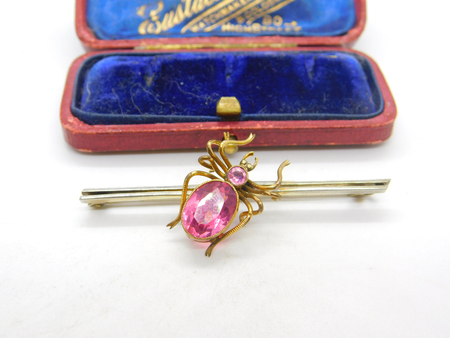 Victorian Sterling Silver Gilt & Tourmaline Spider Brooch Antique c1900 Suffragette