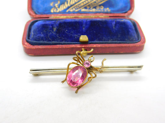 Victorian Sterling Silver Gilt & Tourmaline Spider Brooch Antique c1900 Suffragette