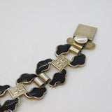 Norwegian Sterling Silver Black Enamel Panel Bracelet Antique c1930 Art Deco
