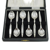 Geoffrey Bellamy Boxed Set of Sterling Silver Teaspoon Vintage 1965 Sheffield