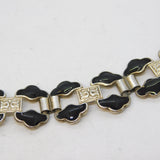 Norwegian Sterling Silver Black Enamel Panel Bracelet Antique c1930 Art Deco