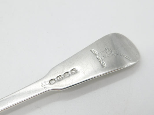 Georgian Sterling Silver Fiddle Pattern Table Fork Crested Terminal 1790 London