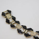 Norwegian Sterling Silver Black Enamel Panel Bracelet Antique c1930 Art Deco