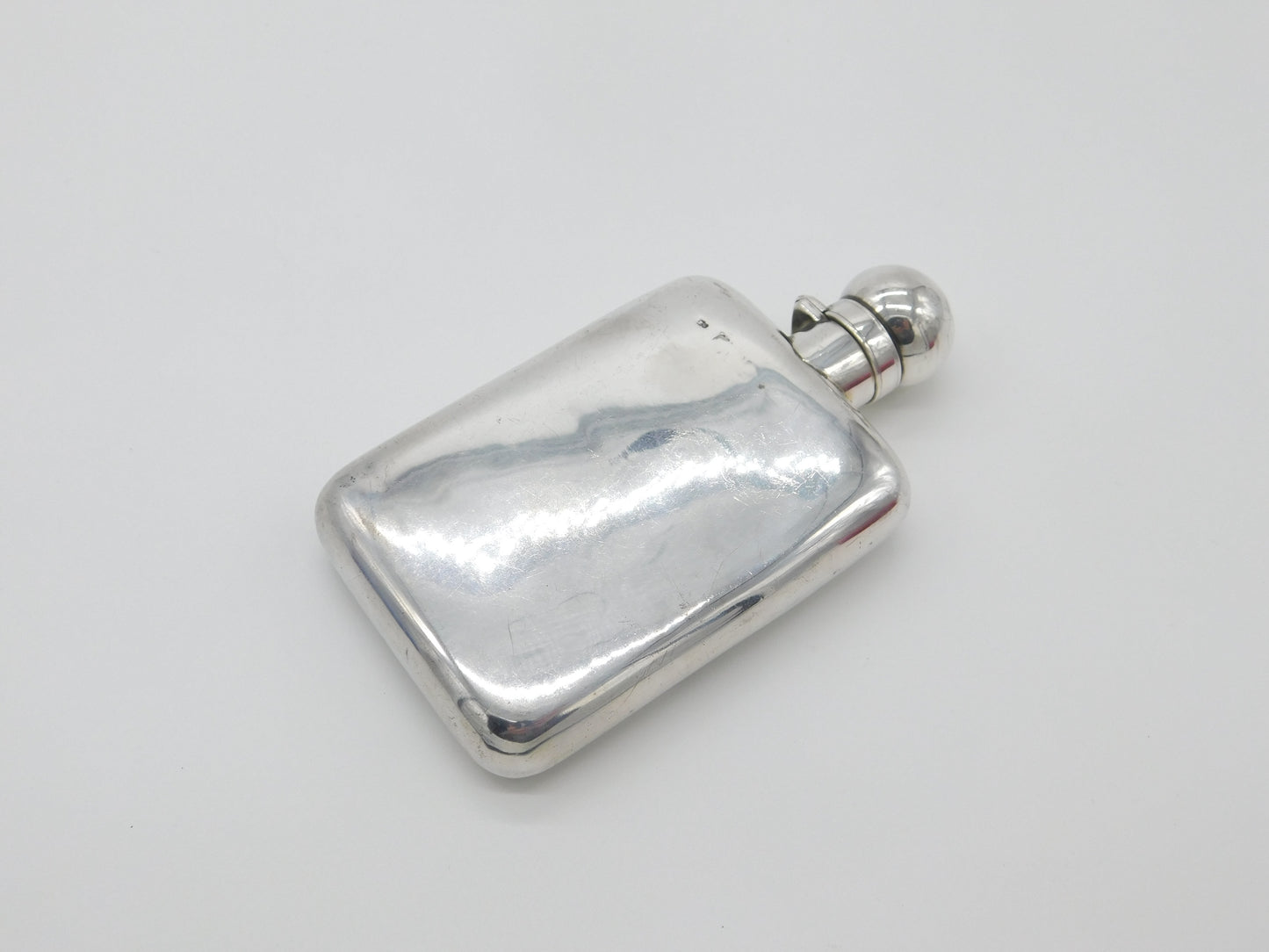 Antique Sterling Silver Hip Flask Or Spirit Flask c1910 Edwardian Un-Engraved