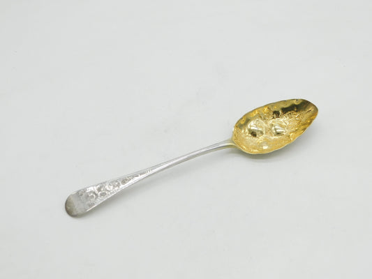 George III Sterling Silver Berry Pattern Dessert Serving Spoon Antique 1785 London