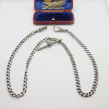 Victorian Sterling Silver Double Albert Watch Chain 1896 Birmingham Antique 20" Length
