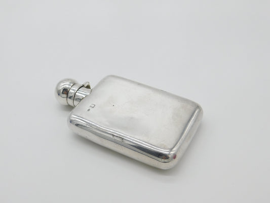 Antique Sterling Silver Hip Flask Or Spirit Flask c1910 Edwardian Un-Engraved