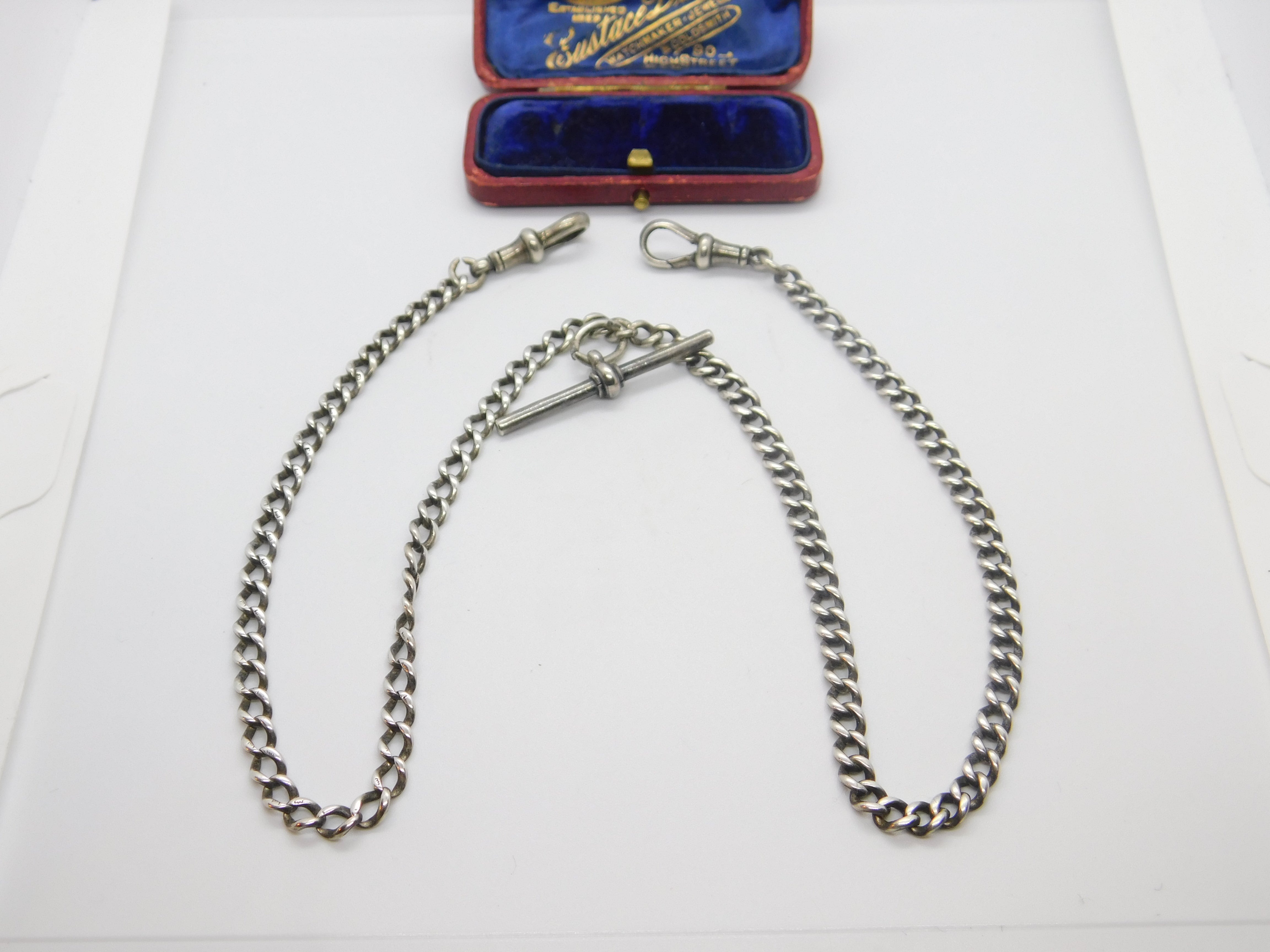 Silver double discount albert watch chain