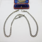 Victorian Sterling Silver Double Albert Watch Chain 1896 Birmingham Antique 20" Length