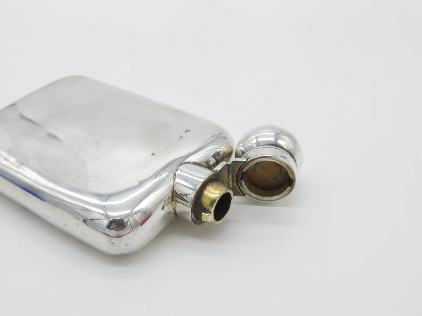 Antique Sterling Silver Hip Flask Or Spirit Flask c1910 Edwardian Un-Engraved