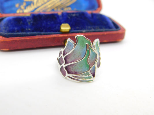 Scottish Sterling Silver Colourful Enamel Floral Ring Norah Creswick Edinburgh