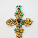 19th Century Austro-Hungarian Sterling Silver Gilt Large Cross Pendant Antique c1860