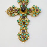 19th Century Austro-Hungarian Sterling Silver Gilt Large Cross Pendant Antique c1860