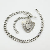 Edwardian Sterling Silver Graduating Albert Watch Chain with Fob 1904 Birmingham