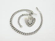 Edwardian Sterling Silver Graduating Albert Watch Chain with Fob 1904 Birmingham