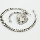 Edwardian Sterling Silver Graduating Albert Watch Chain with Fob 1904 Birmingham