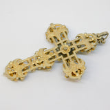 19th Century Austro-Hungarian Sterling Silver Gilt Large Cross Pendant Antique c1860
