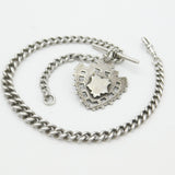 Edwardian Sterling Silver Graduating Albert Watch Chain with Fob 1904 Birmingham