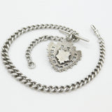 Edwardian Sterling Silver Graduating Albert Watch Chain with Fob 1904 Birmingham