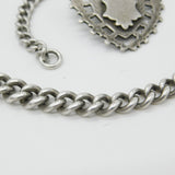 Edwardian Sterling Silver Graduating Albert Watch Chain with Fob 1904 Birmingham