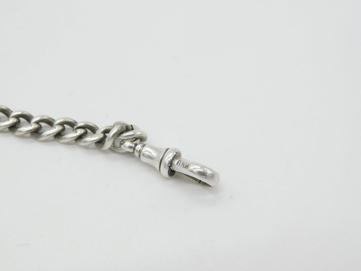 Edwardian Sterling Silver Graduating Albert Watch Chain with Fob 1904 Birmingham